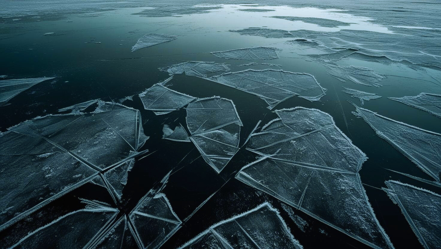 Eisbad Eischollen, düstere Stimmung, dunkel